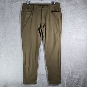 Lululemon ABC Trouser Pants Mens Size 35x30 Tapered Fit Dark Khaki Warpstreme